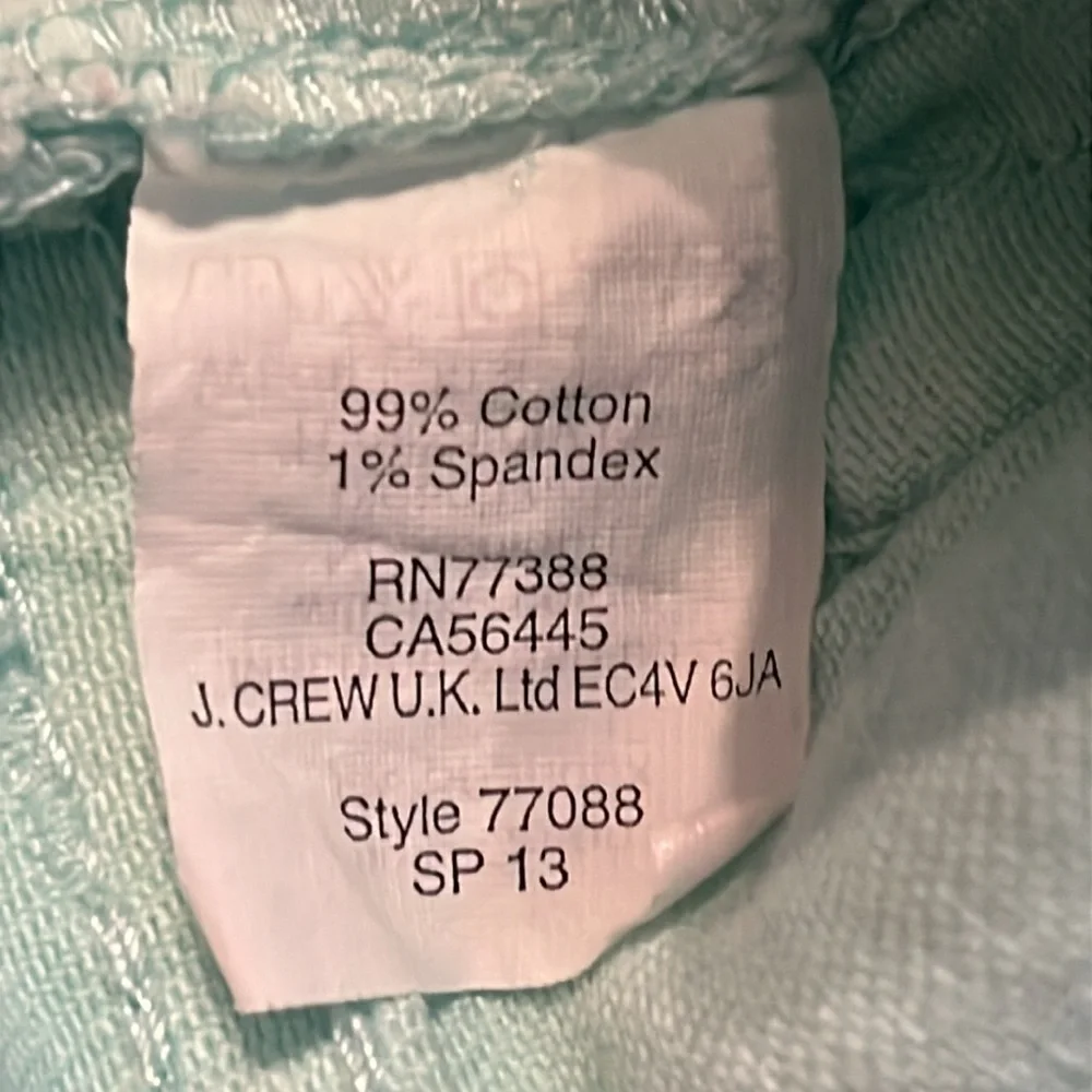 J. Crew Toothpick Mint Green Jean Size 24